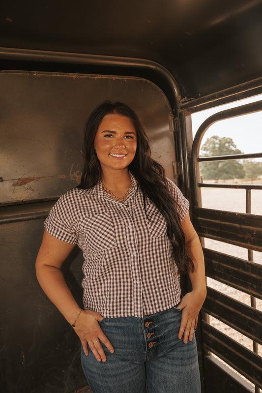 Checkered Short Sleeve Button Up