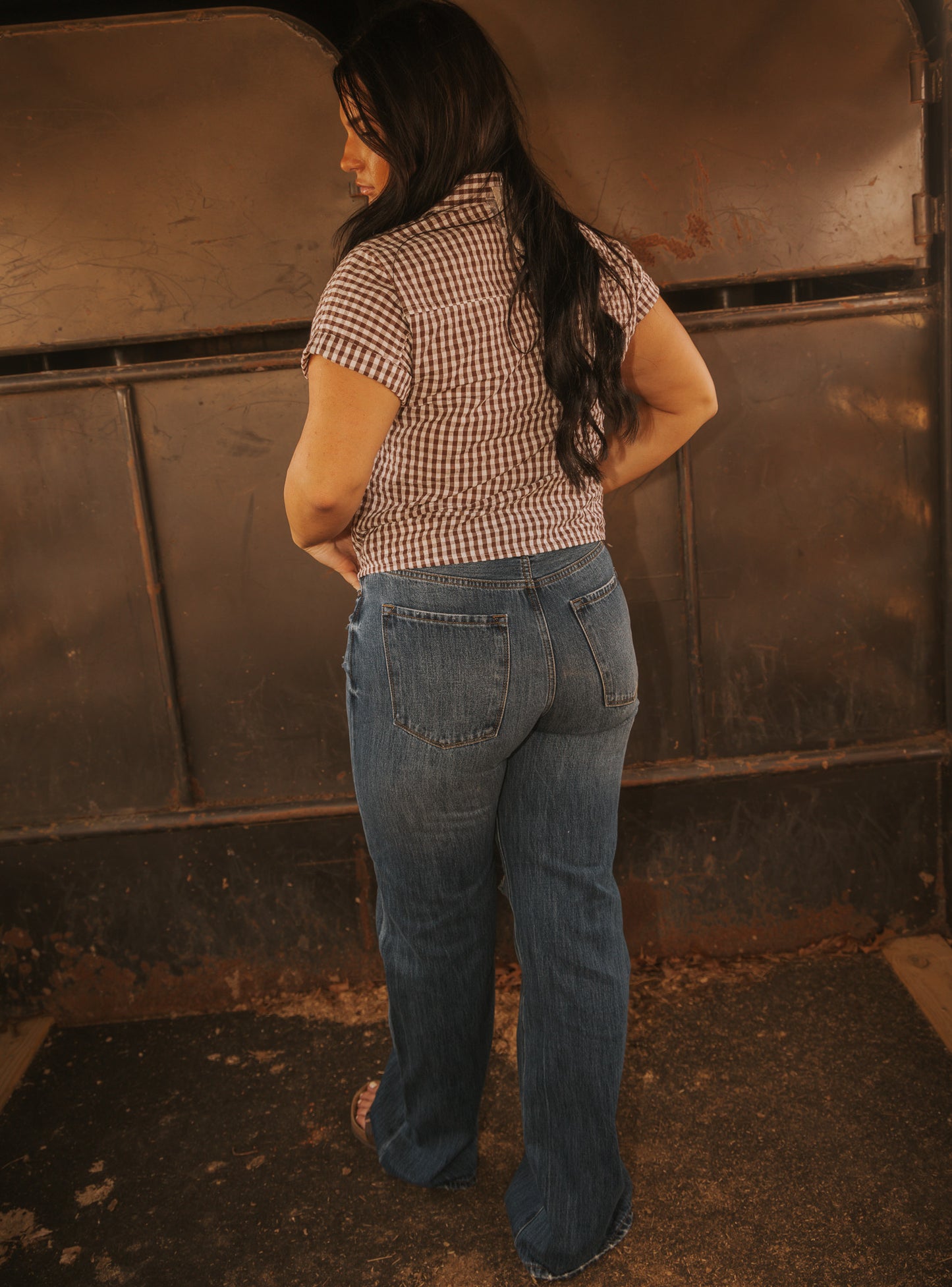 Checkered Short Sleeve Button Up