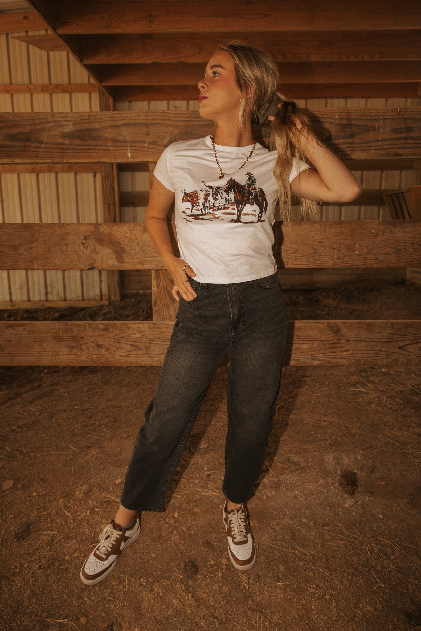 Wrangling Cowboys Black Barrel Jeans (Kan Can)