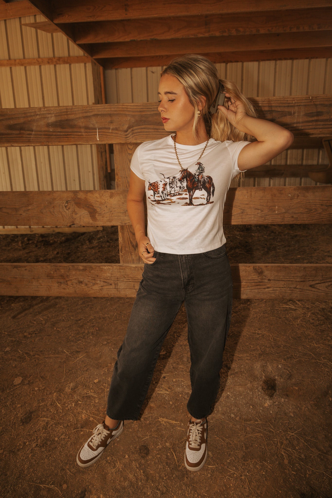 Wrangling Cowboys Black Barrel Jeans (Kan Can)