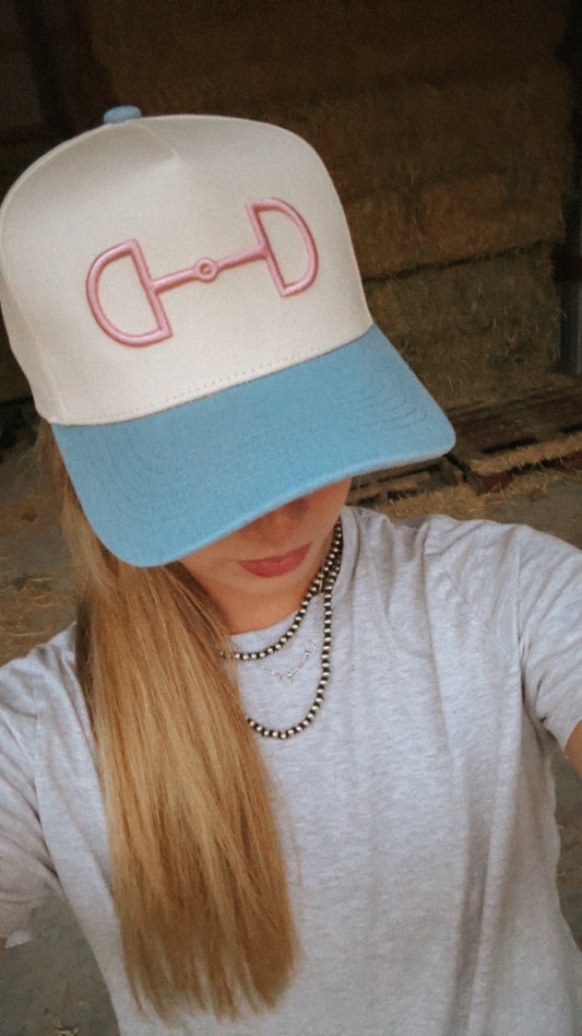 Denim & Pink Bit Hat