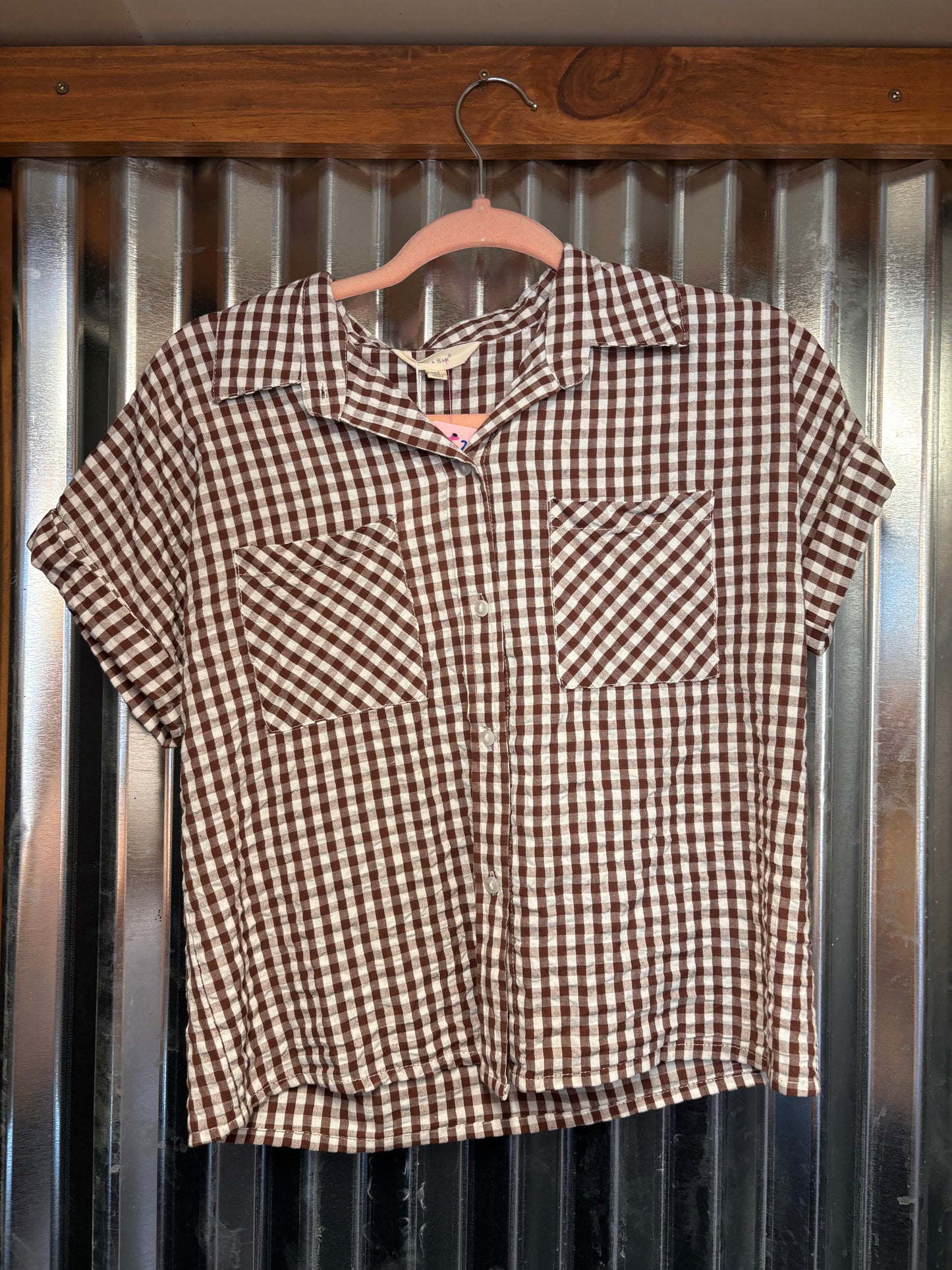 Checkered Short Sleeve Button Up