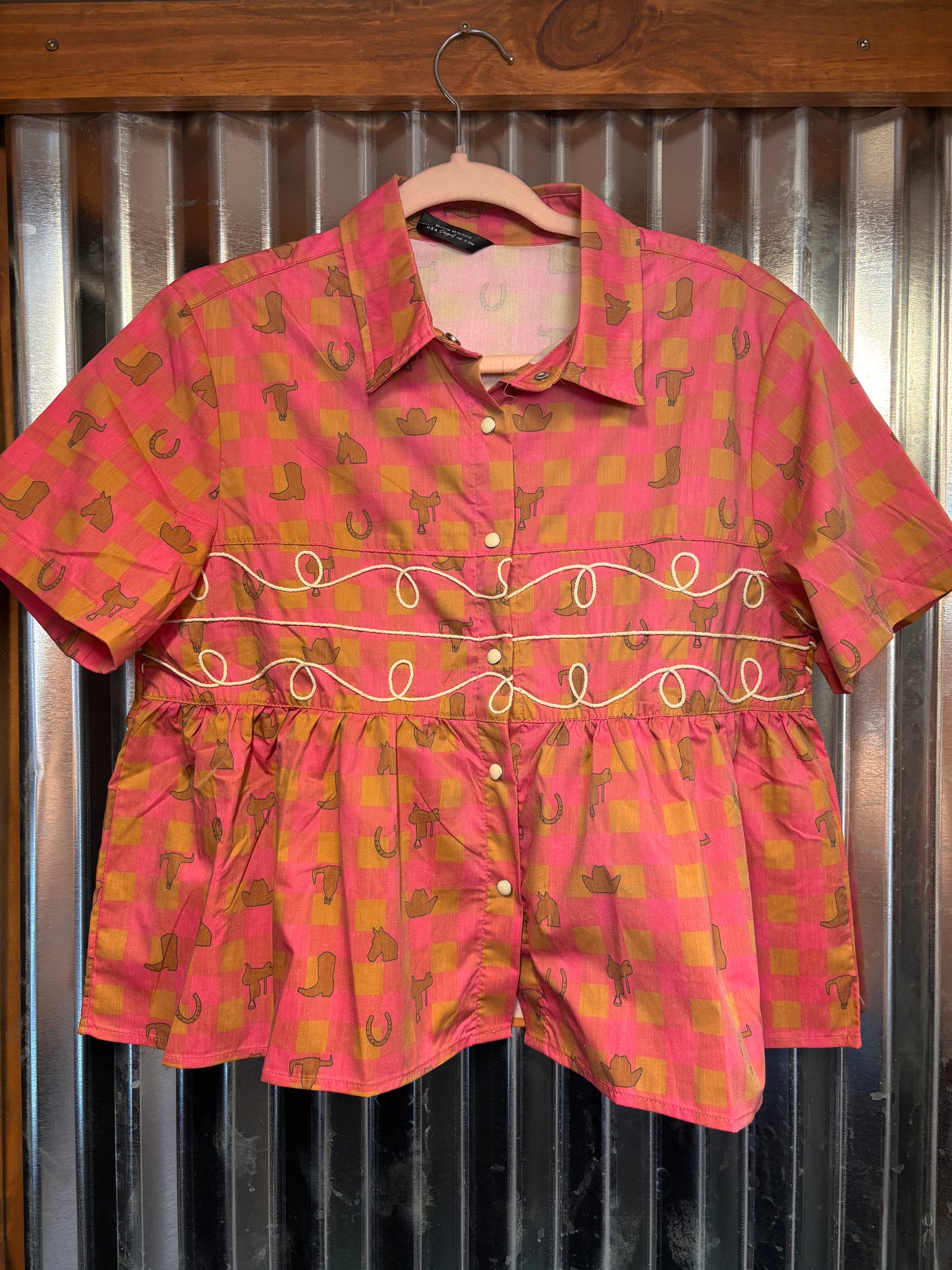 Pink Checkered Loopty Lou Blouse