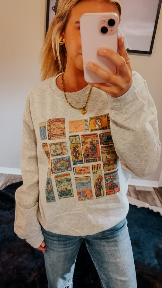 Western Matchbox crew neck